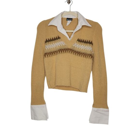 Vintage y2k Office Siren Sweater Polo Dress Shirt Punk Goth Emo Coolwear Medium - Picture 1 of 7